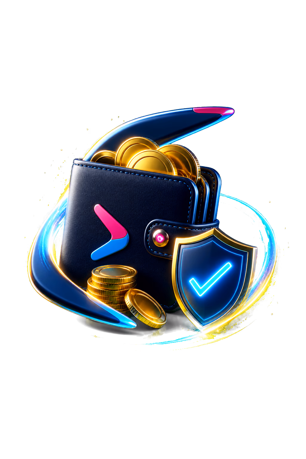 Black wallet with gold coins and a withdrawal arrow